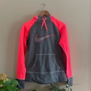 Nike Therma-Fit All Time Swoosh Gray and Pink Hoodie - Women’s Medium